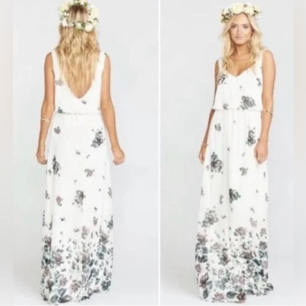 Show Me Your MuMu White and Purple Sleeveless V-Neck Maxi Dress Large NWT